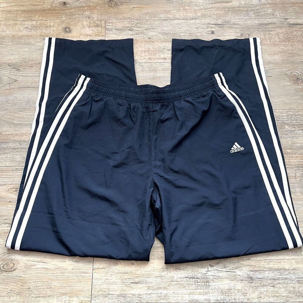 Vintage Adidas Y2K Gorpcore Track Pants Navy Nylon Baggy Windbreaker Large